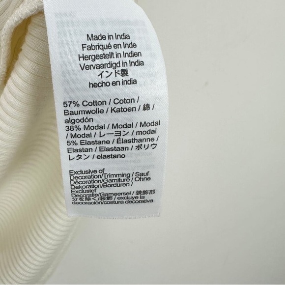 J.Crew Vintage Rib Rosette Tee Shirt Ivory Romantic Stretch Slim Large NWT - Picture 3 of 9